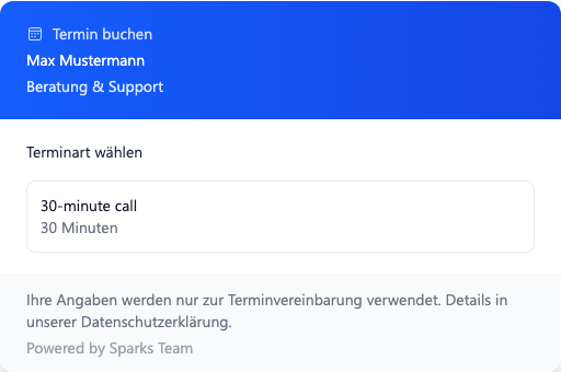 Gast wählt Terminart