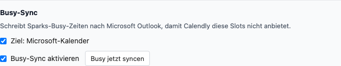 Busy-Sync-Einstellungen Calendly