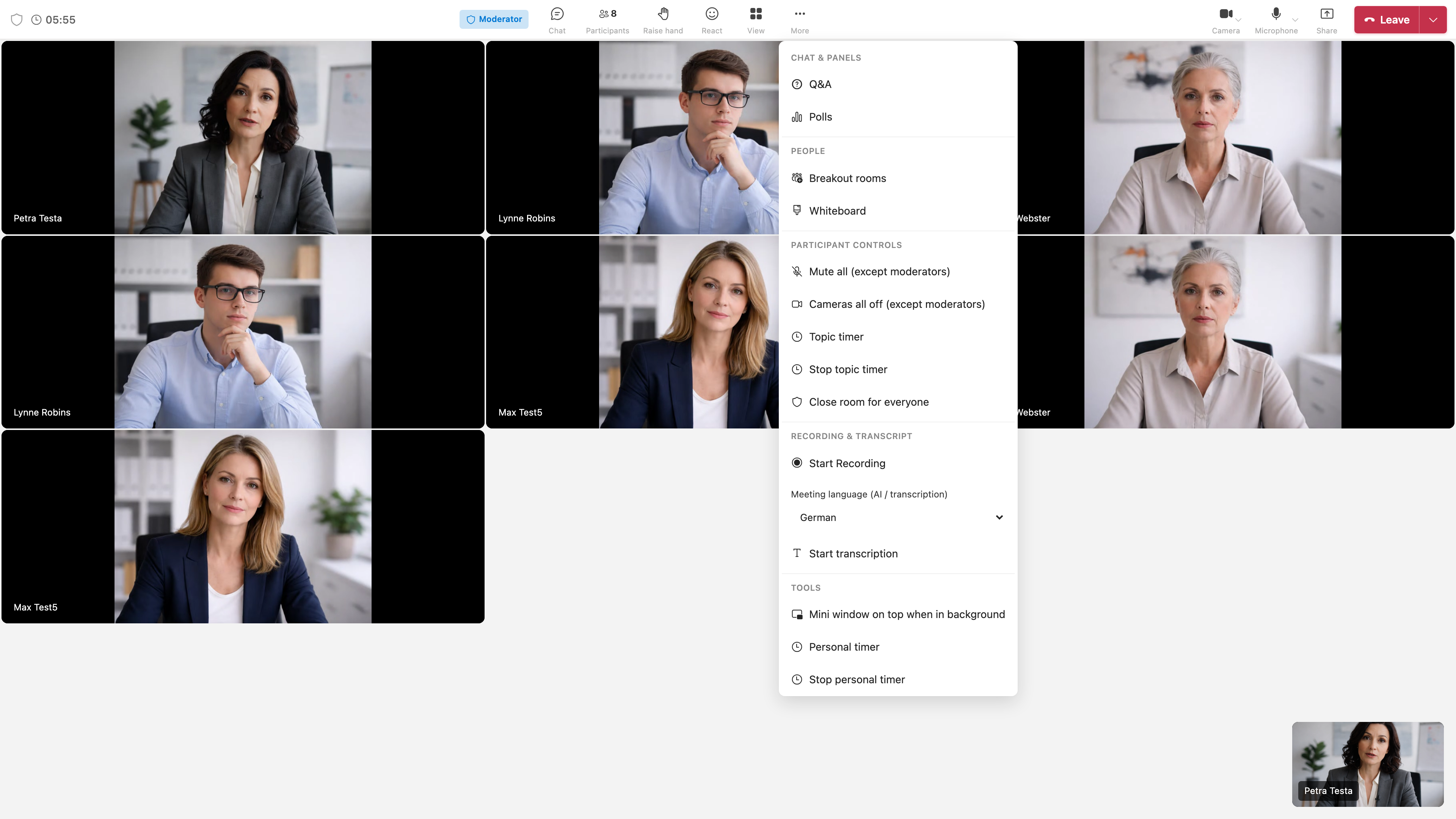 Meeting toolbar More