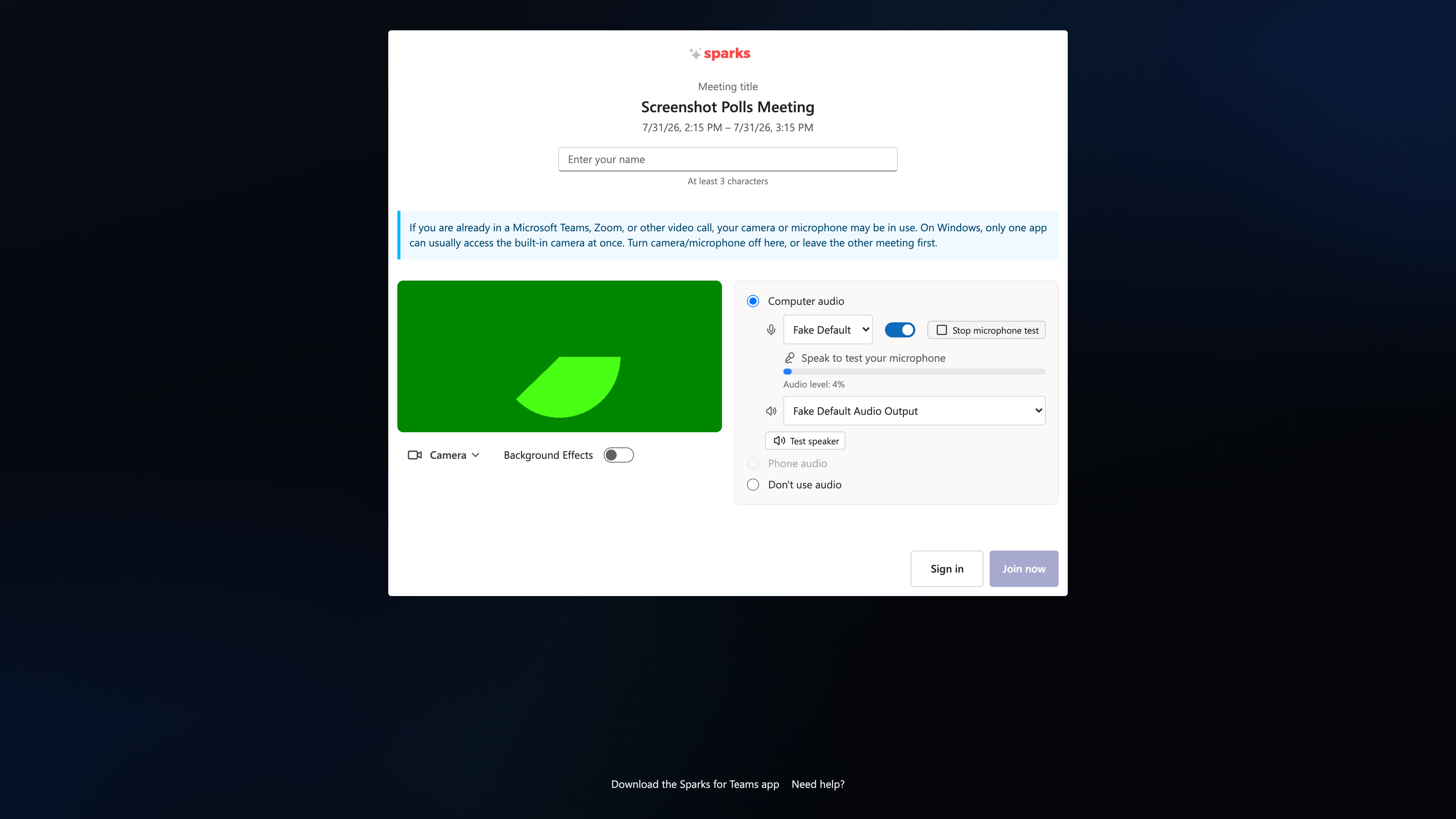 Pre-Join: parallel meeting apps warning